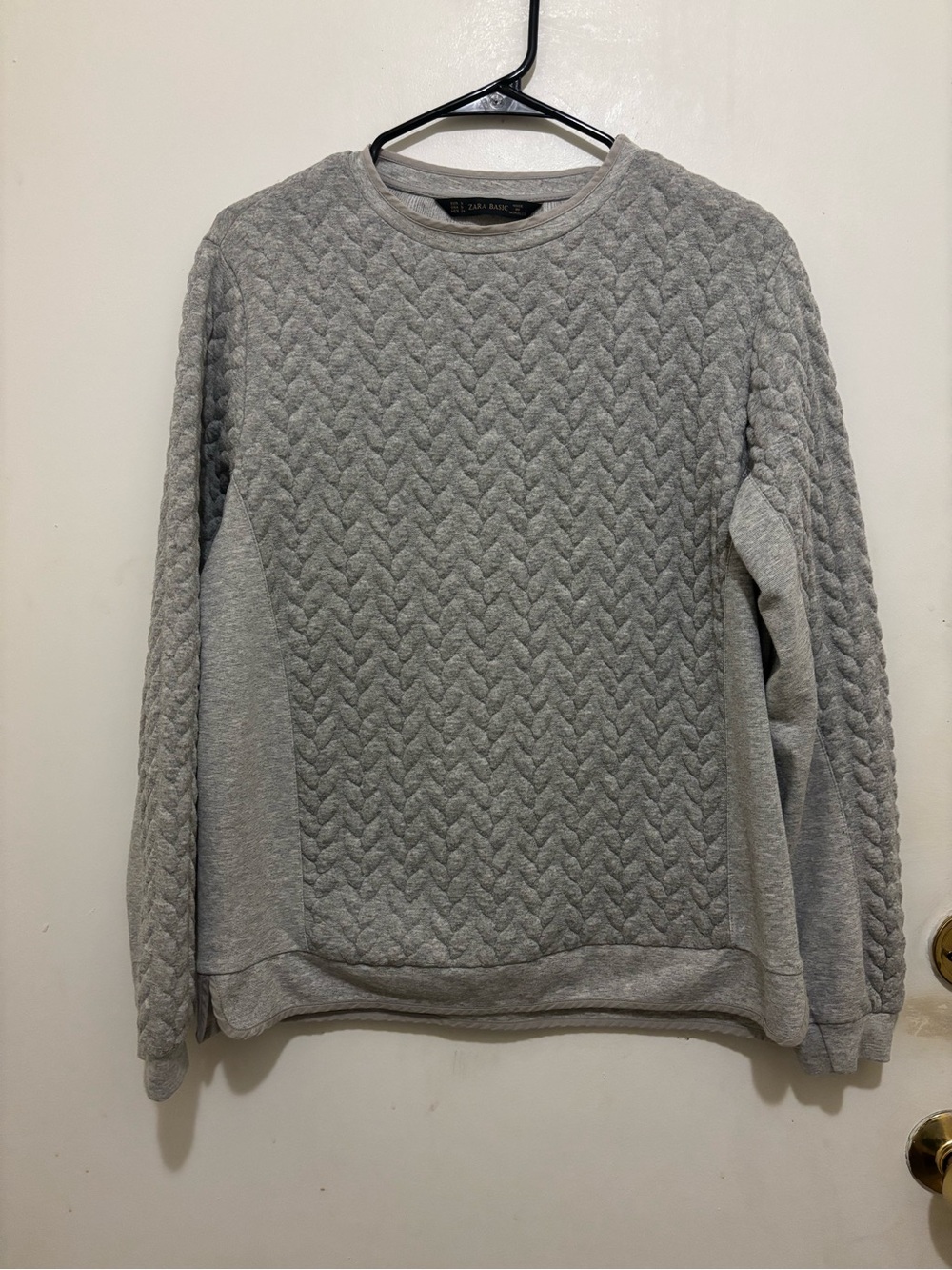 Zara Basic Grey Quilted Textured Sweatshirt Pullover Size Small